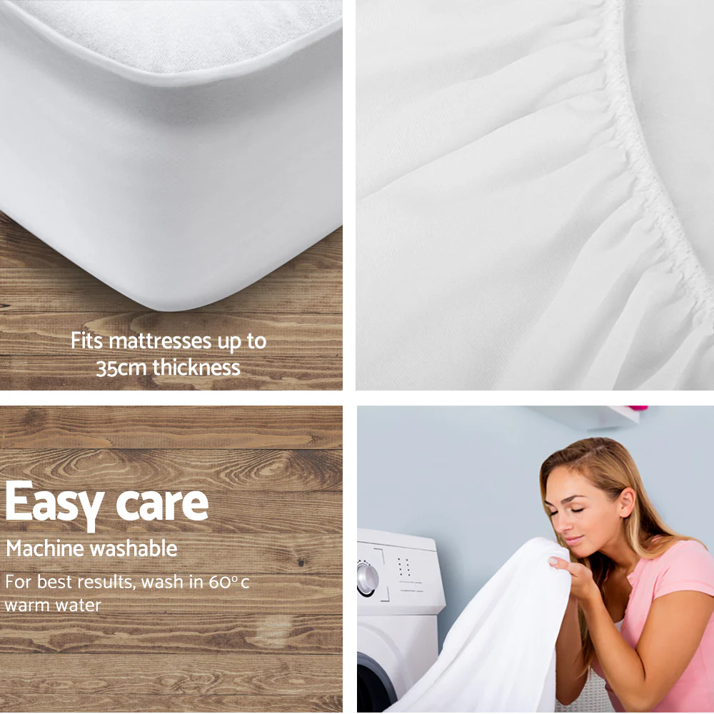 Giselle Bedding Bamboo Breathable Mattress Protector King in White - Image 3