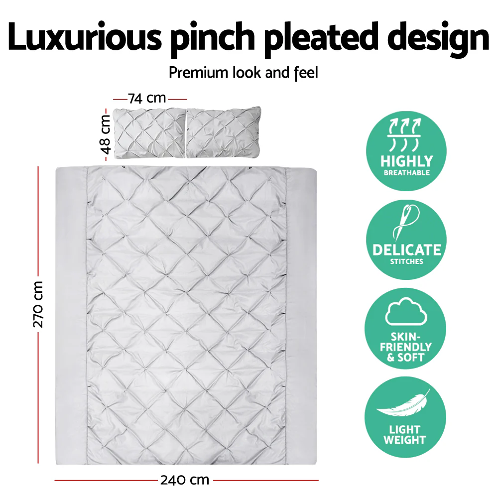 Giselle Bedding Quilt Cover Set Diamond Grey Super King - Image 2