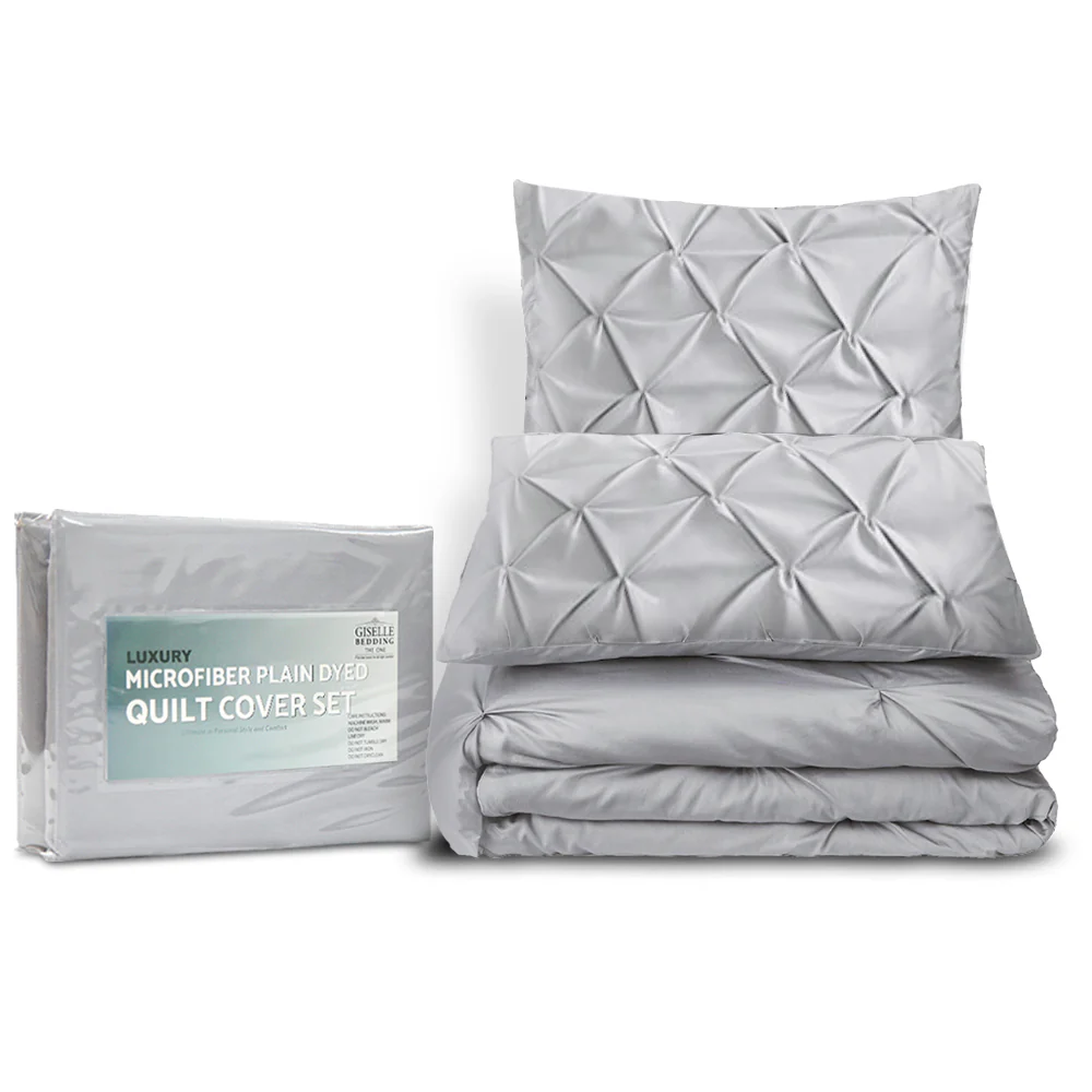 Giselle Bedding Quilt Cover Set Diamond Grey Super King - Image 4