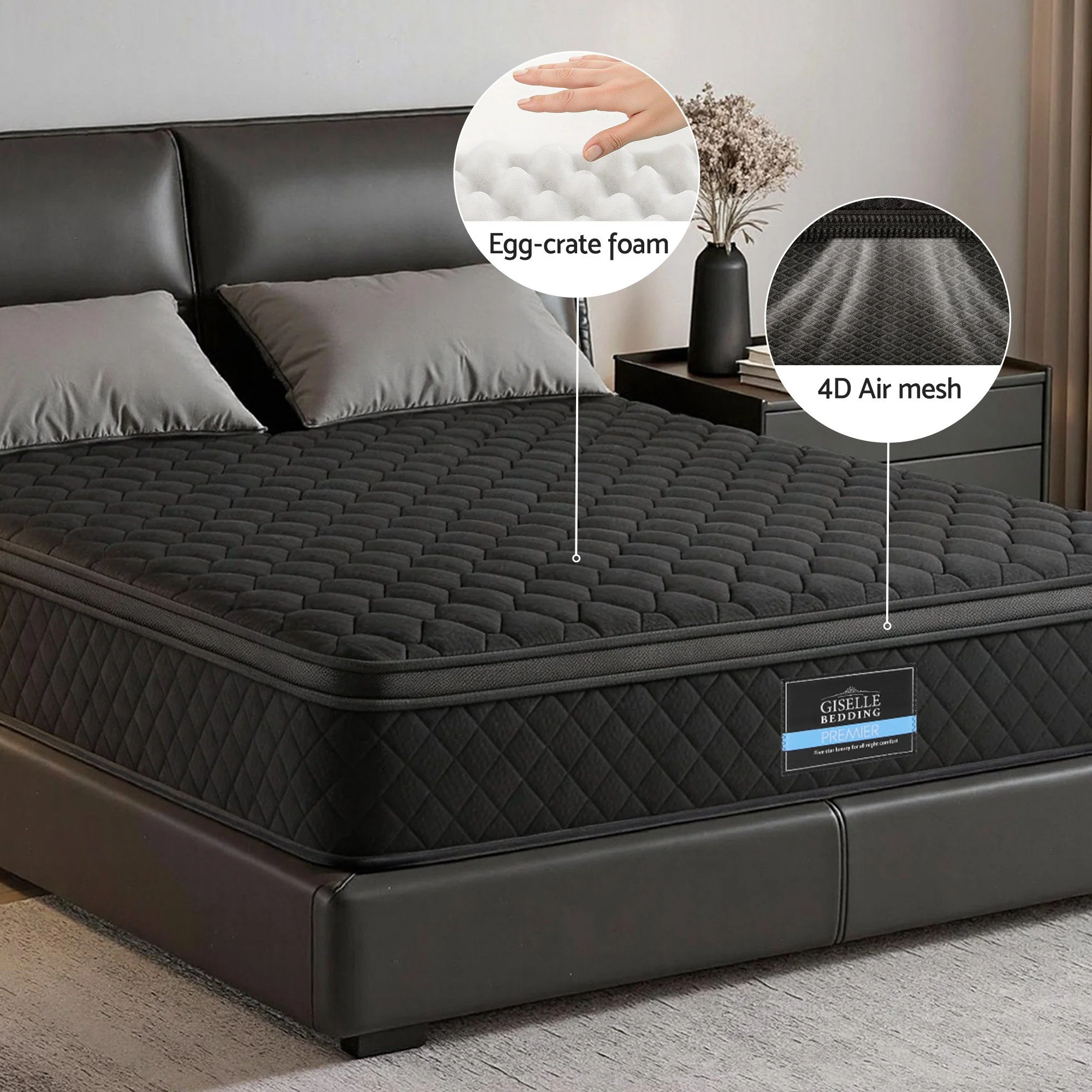 Giselle Bedding Mattress 34cm 5-Zone Pocket Spring Egg-crate Memory Foam King - Image 4