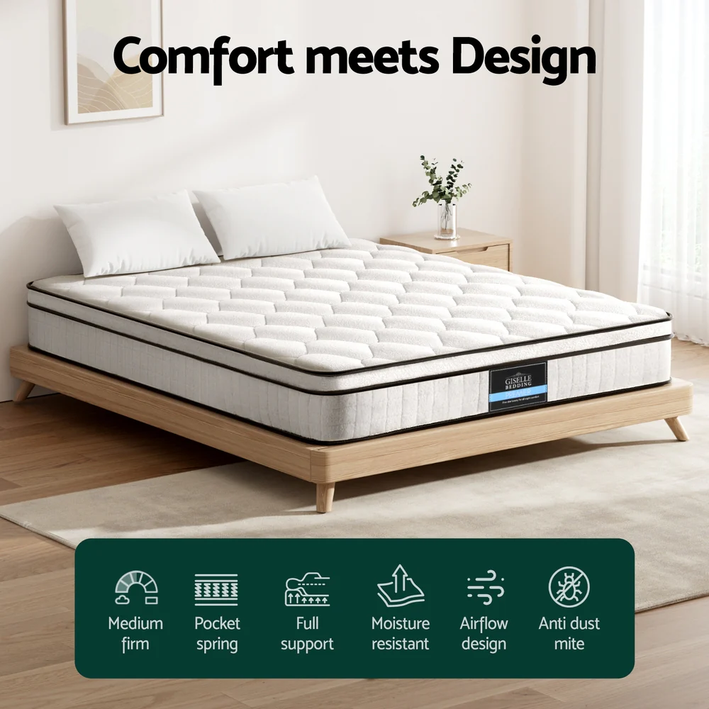Giselle Bedding Mattress Boucle Fabric Cover Medium Firm 22cm King - Image 4