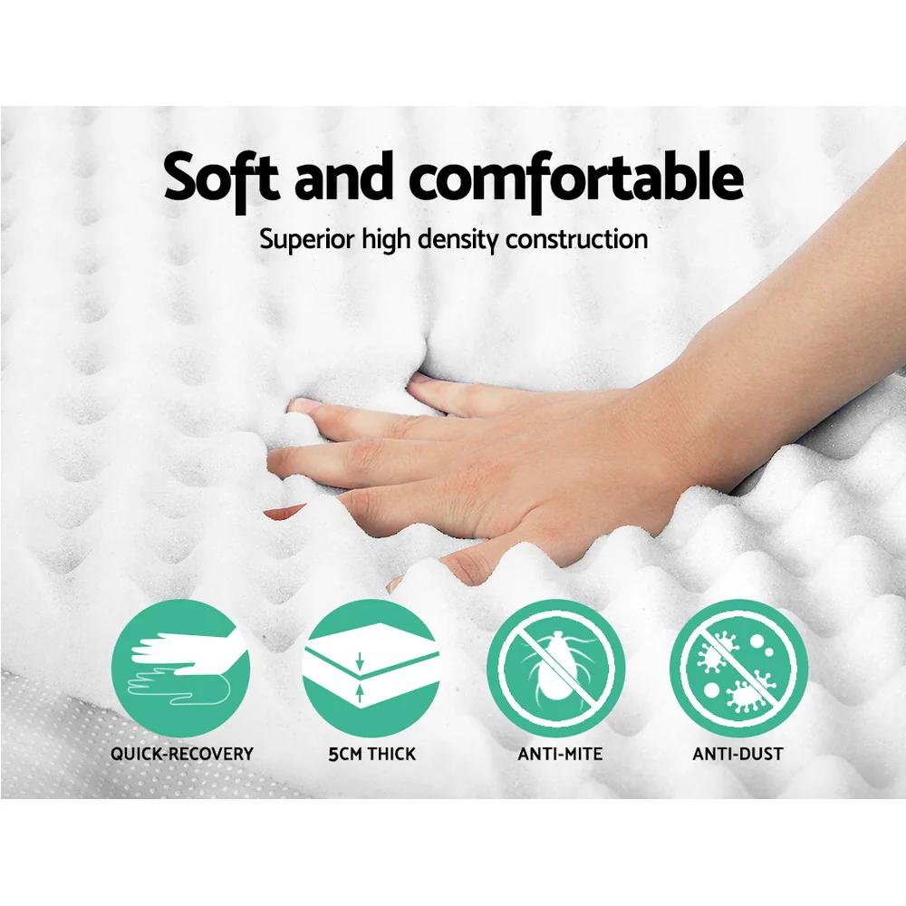 Giselle Bedding Memory Foam Mattress Topper Egg Crate 5cm Queen - Image 5