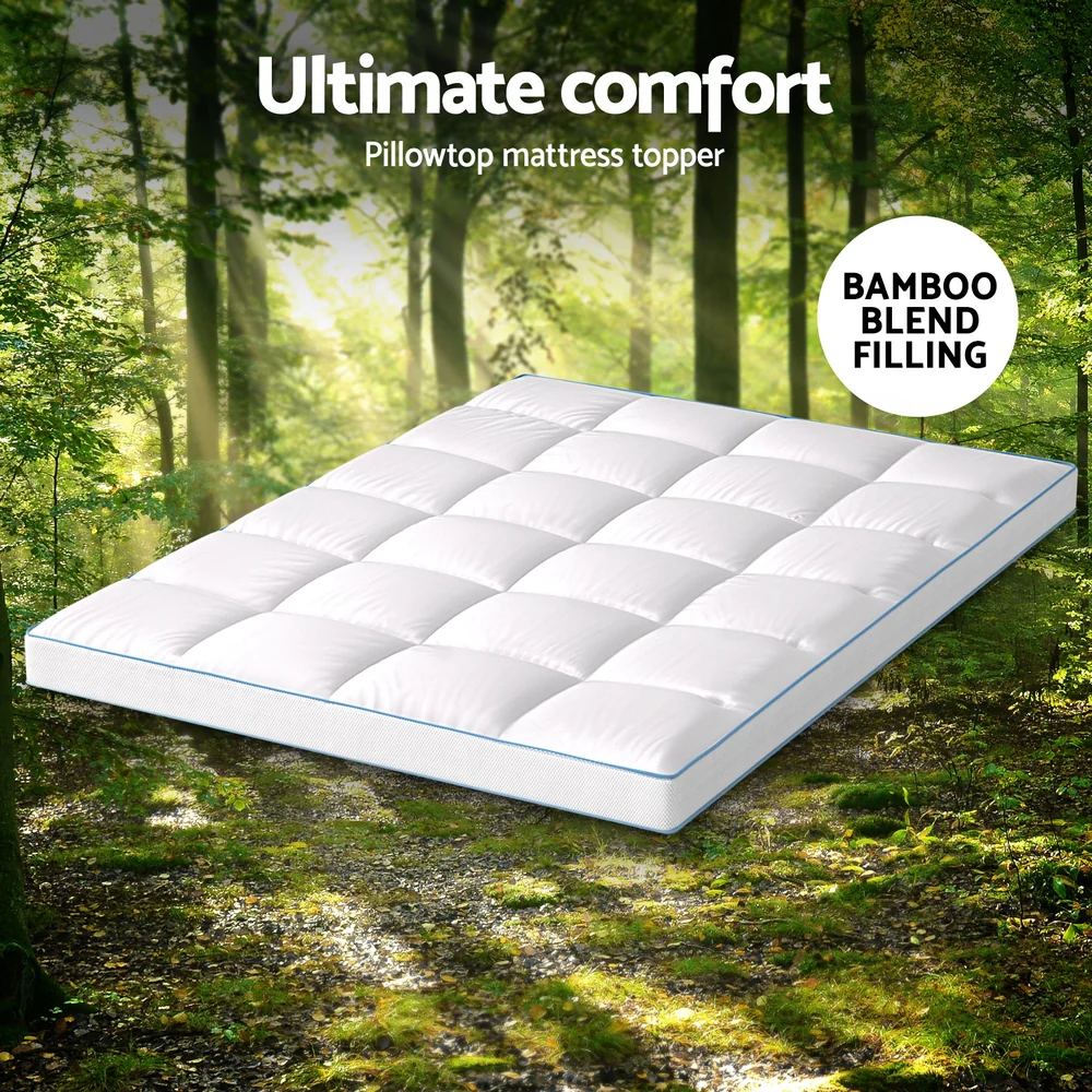 Giselle Bedding Mattress Topper Pillowtop Bamboo 10cm Double - Image 5