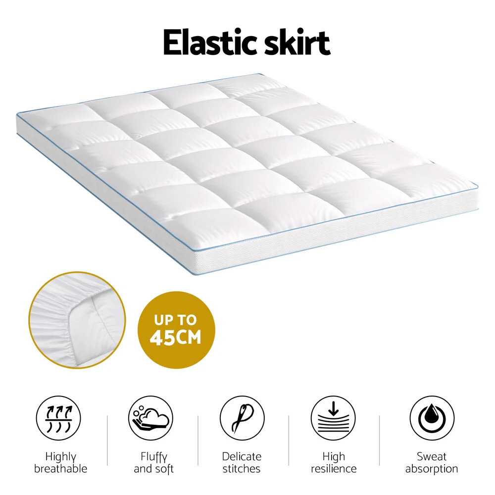Giselle Bedding Mattress Topper Pillowtop Bamboo 10cm Double - Image 6
