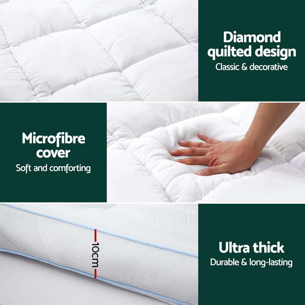 Giselle Bedding Mattress Topper Pillowtop Bamboo 10cm Double - Image 7