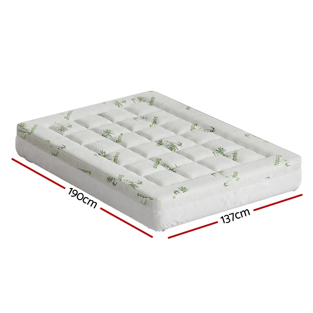 Giselle Bedding Mattress Topper Pillowtop Bamboo 7.5cm Double - Image 3