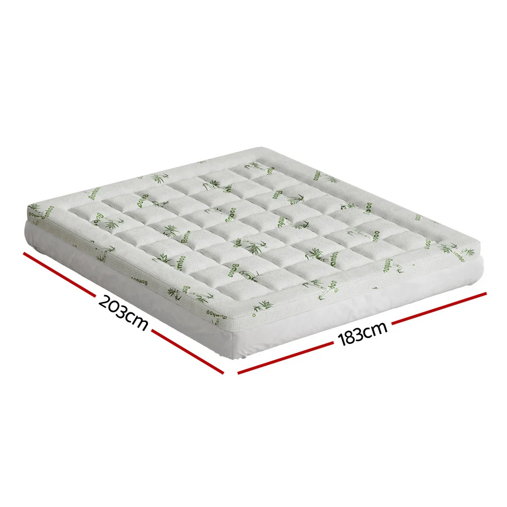 Giselle Bedding Mattress Topper Pillowtop Bamboo 7.5cm King - Image 3