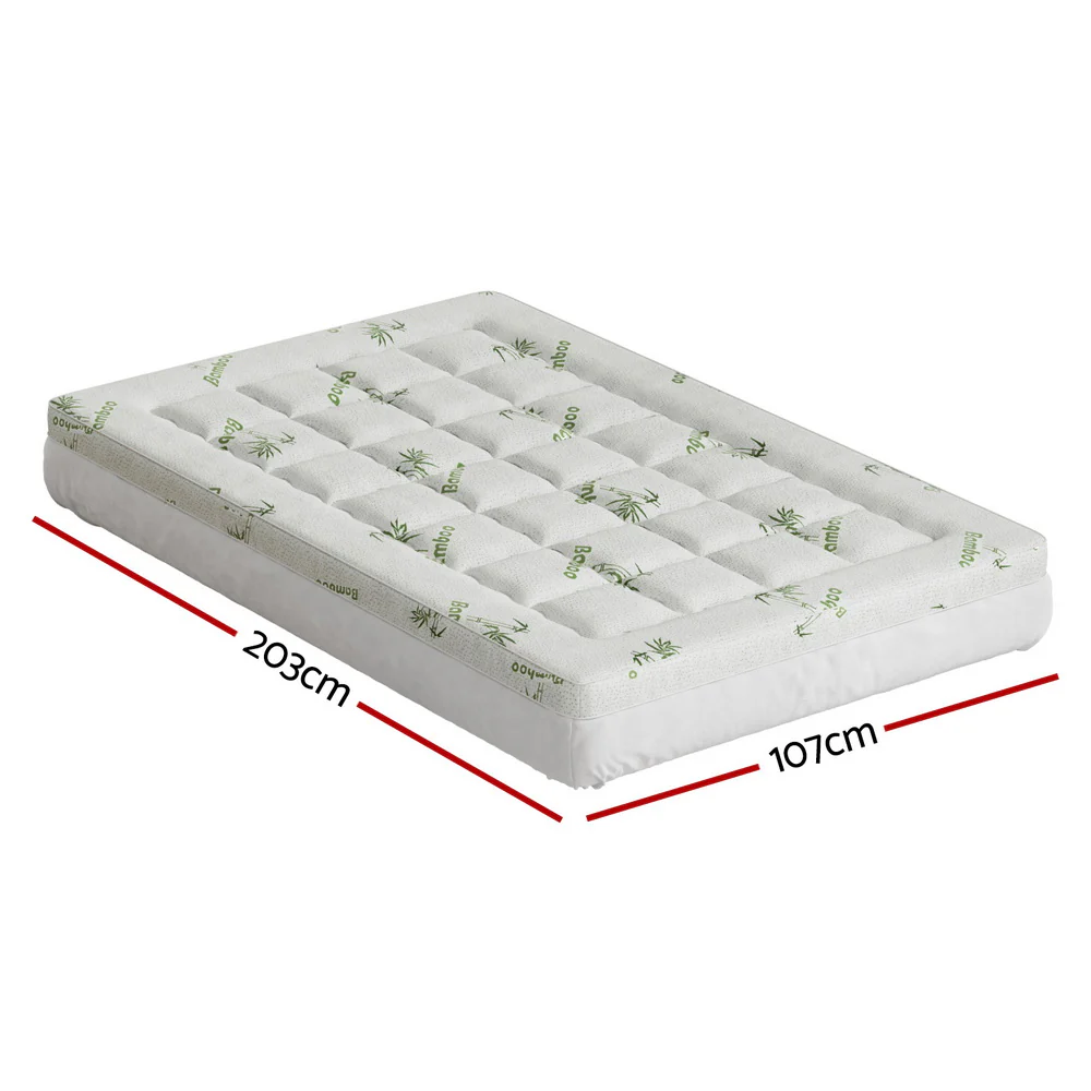 Giselle Bedding Mattress Topper Pillowtop Bamboo 7.5cm King Single - Image 3
