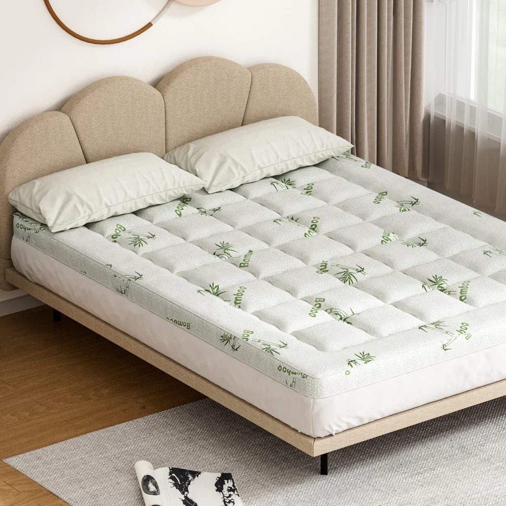Giselle Bedding Mattress Topper Pillowtop Bamboo 7.5cm Queen - Image 2
