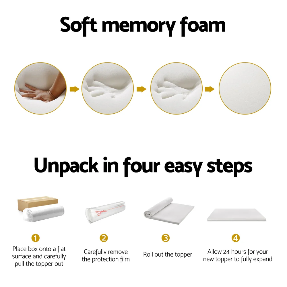 Giselle Bedding Memory Foam Mattress Topper 7-Zone Airflow Pad 8cm King White - Image 6