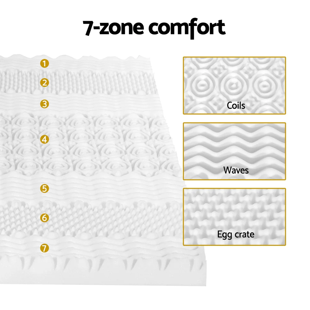 Giselle Bedding Memory Foam Mattress Topper 7-Zone Airflow Pad 8cm Queen White - Image 5