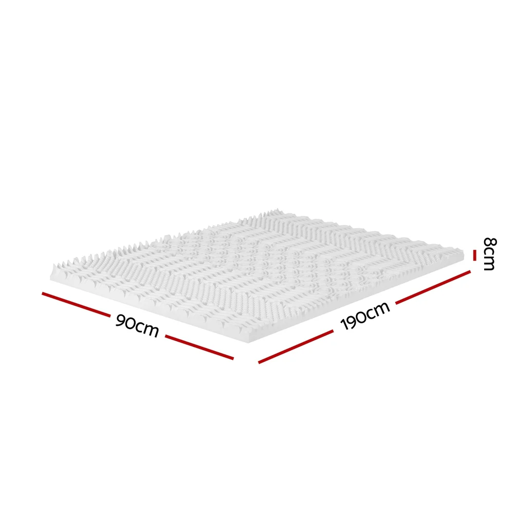 Giselle Bedding Memory Foam Mattress Topper 7-Zone Airflow Pad 8cm Single White - Image 2