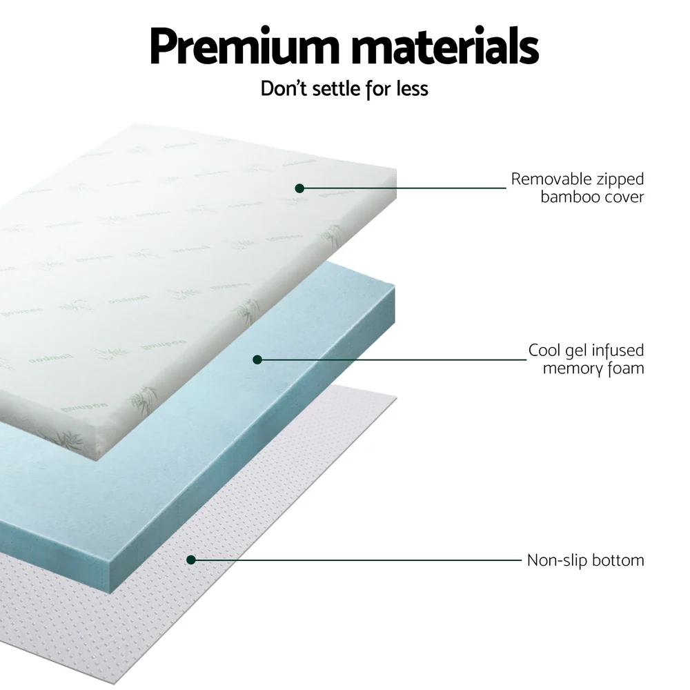 Giselle Bedding Memory Foam Mattress Topper Cool Gel 5cm King Single - Image 6