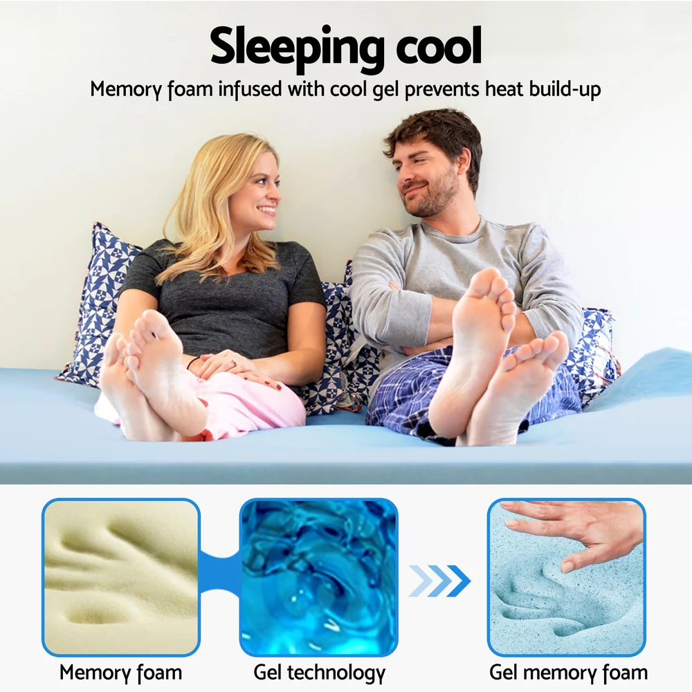 Giselle Bedding Memory Foam Mattress Topper Cool Gel 5cm King Single - Image 7