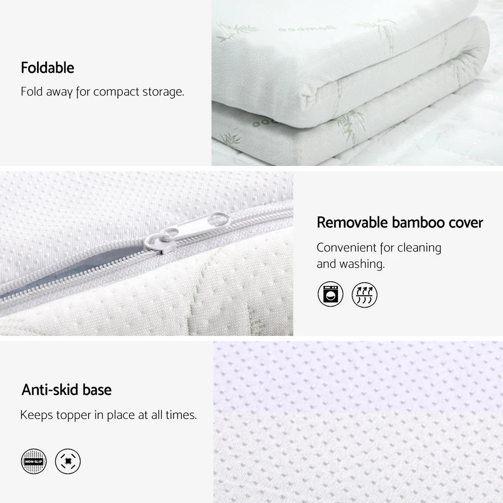 Giselle Bedding Memory Foam Mattress Topper Cool Gel Bed Mat Bamboo 10cm Single - Image 5