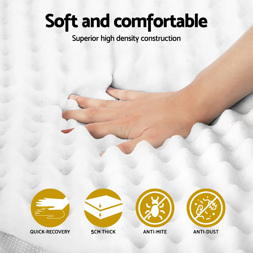 Giselle Bedding Memory Foam Mattress Topper Egg Crate 5cm King Single - Image 6