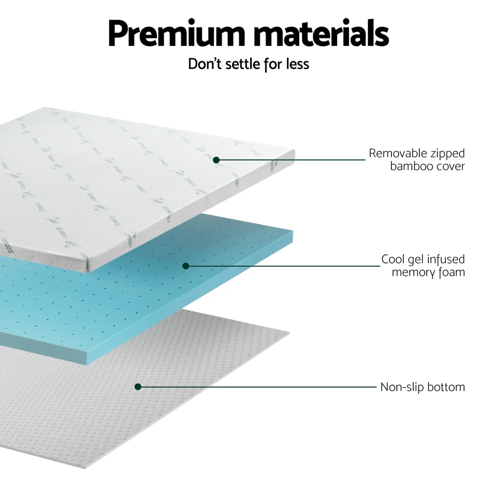Giselle Bedding Memory Foam Mattress Topper Ventilated Cool Gel 5cm Double - Image 7