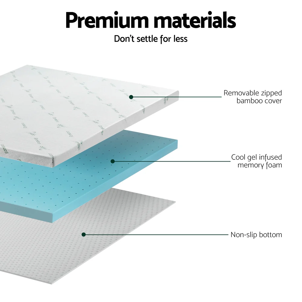 Giselle Bedding Memory Foam Mattress Topper Ventilated Cool Gel 8cm Double - Image 7
