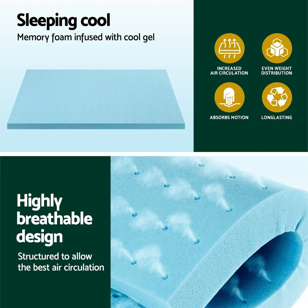 Giselle Bedding Memory Foam Mattress Topper Ventilated Cool Gel 8cm King Single - Image 5