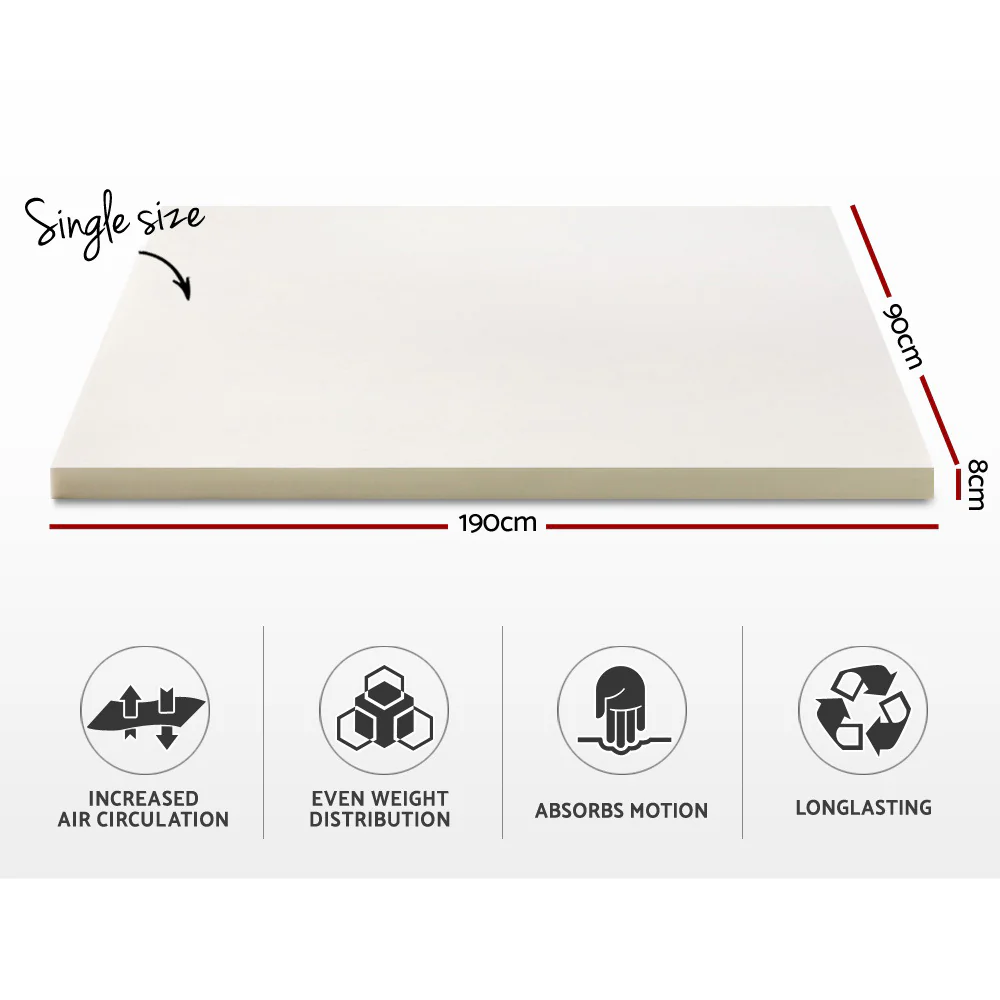 Giselle Bedding Memory Foam Mattress Topper 8cm Single - Image 7