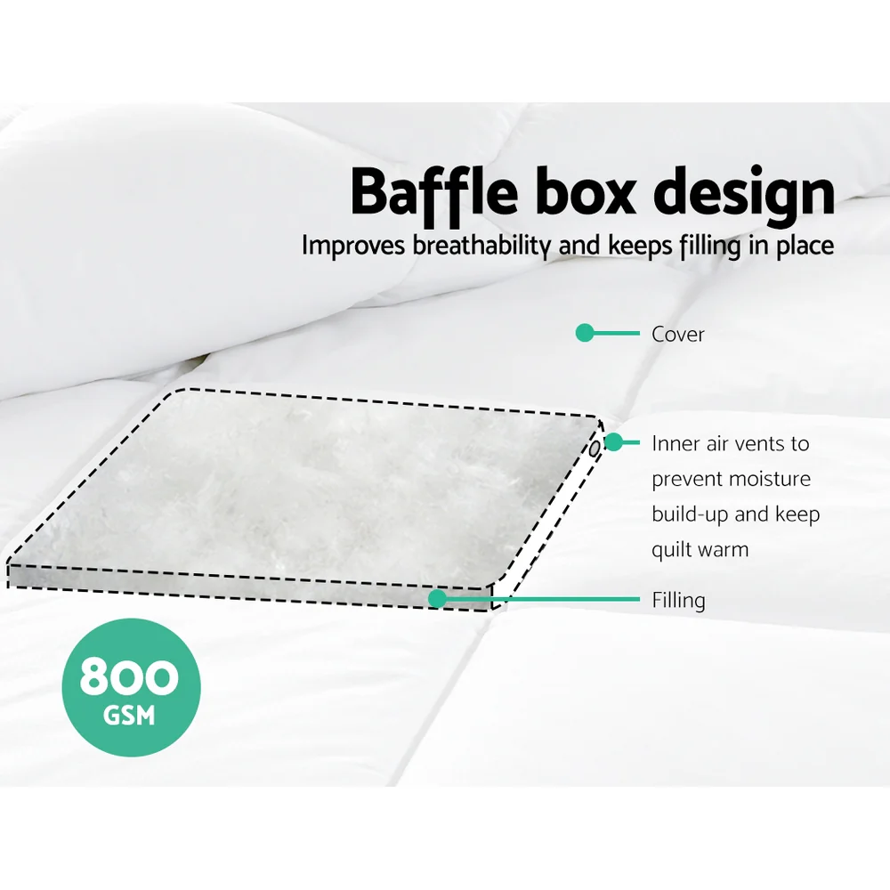 Giselle Bedding 800GSM Microfibre Bamboo Quilt Queen - Image 5