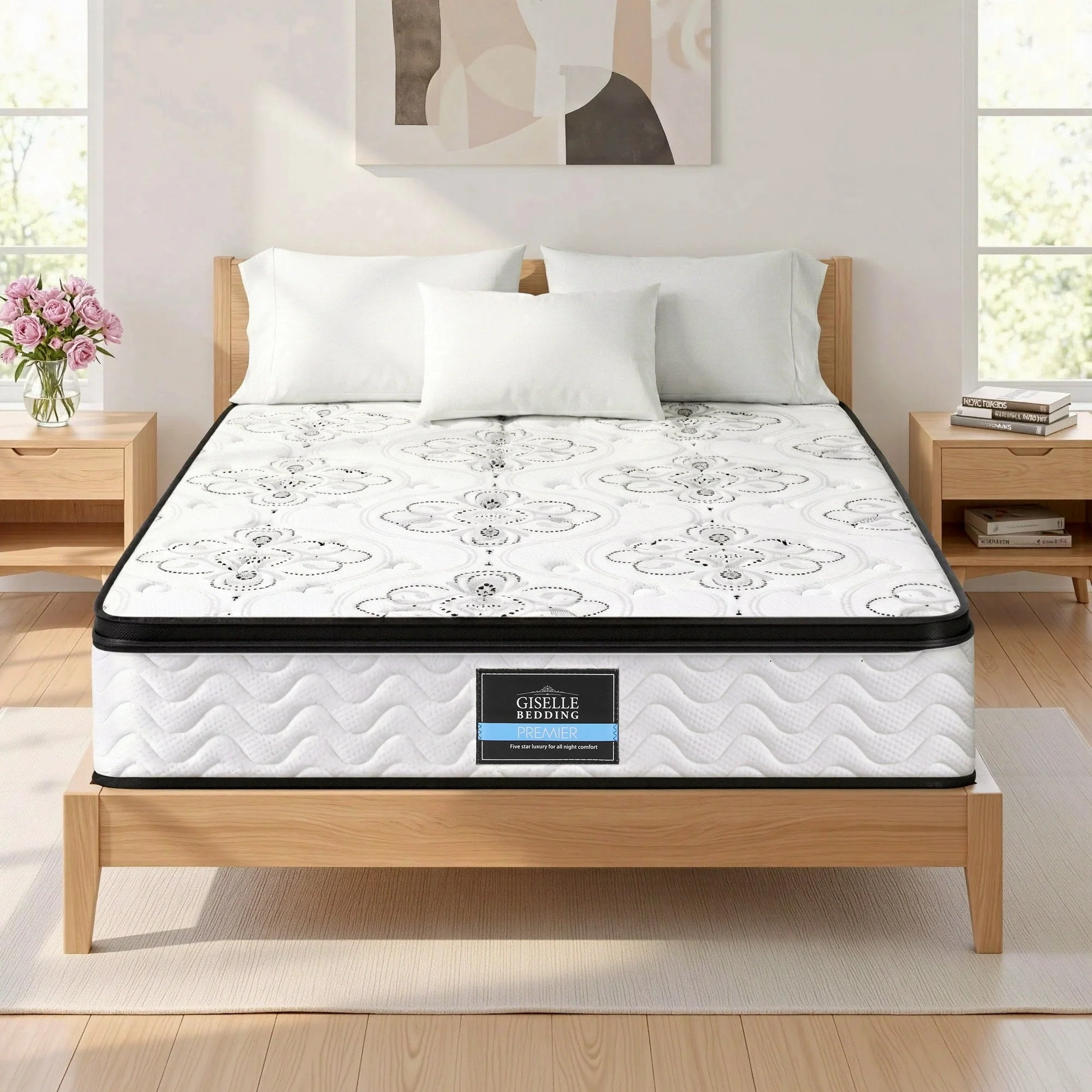 Giselle Bedding Queen Mattress 30cm Pocket Spring Euro Top Medium Firm Foam - Image 12
