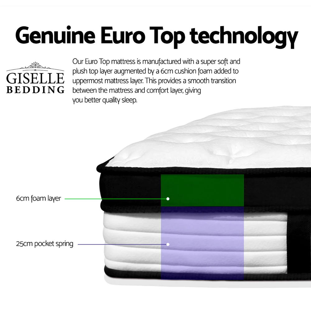 Giselle Bedding 31cm Mattress Euro Top Queen - Image 3