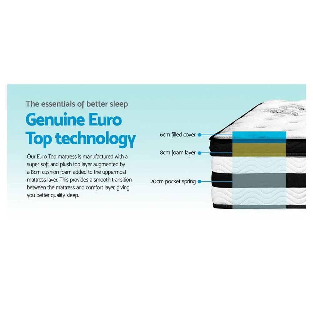 Giselle Bedding 34cm Mattress Euro Top Pocket Spring Queen - Image 3