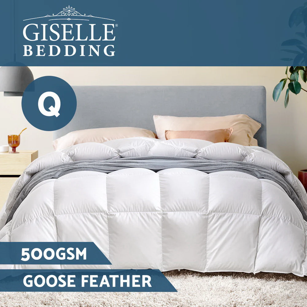 Giselle Bedding 500GSM Goose Down Feather Quilt Queen - Image 3