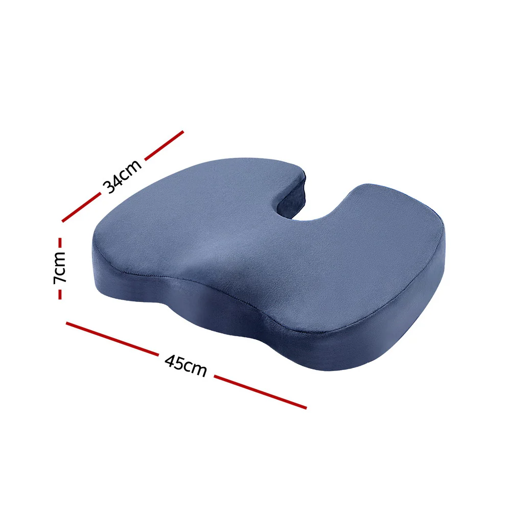 Giselle Bedding Seat Cushion Memory Foam Pillow Back Pain Relief Chair Pad Blue - Image 2