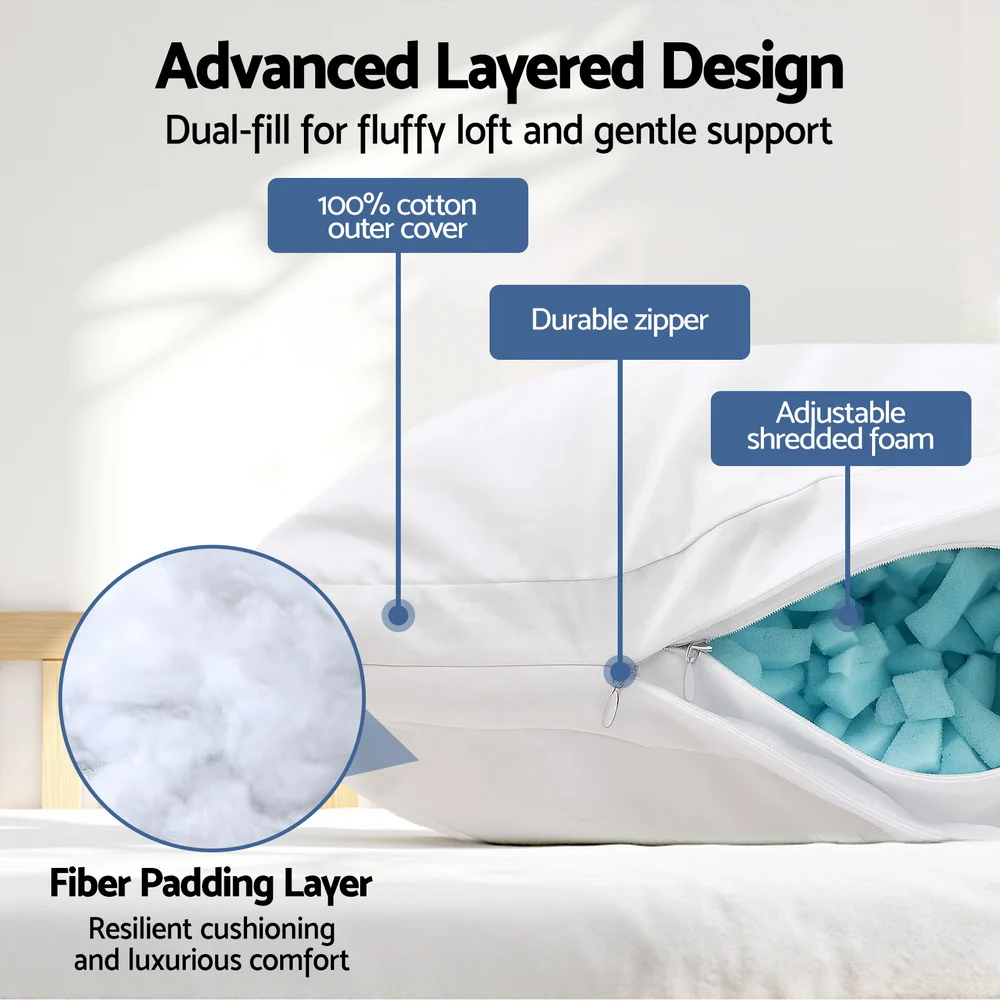 Giselle Bedding Shredded Memory Foam Pillow Adjustable Loft - Image 4