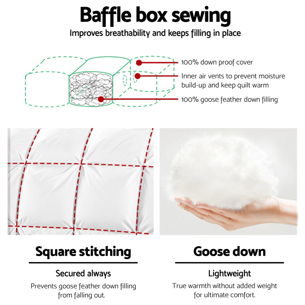 Giselle Bedding 700GSM Goose Down Feather Quilt Single - Image 5