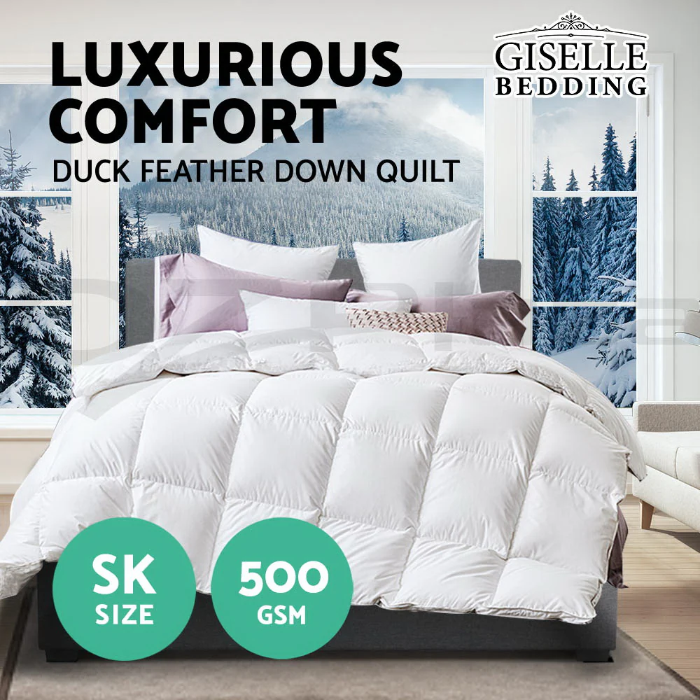 Giselle Bedding 500GSM Duck Down Feather Quilt Super King - Image 3
