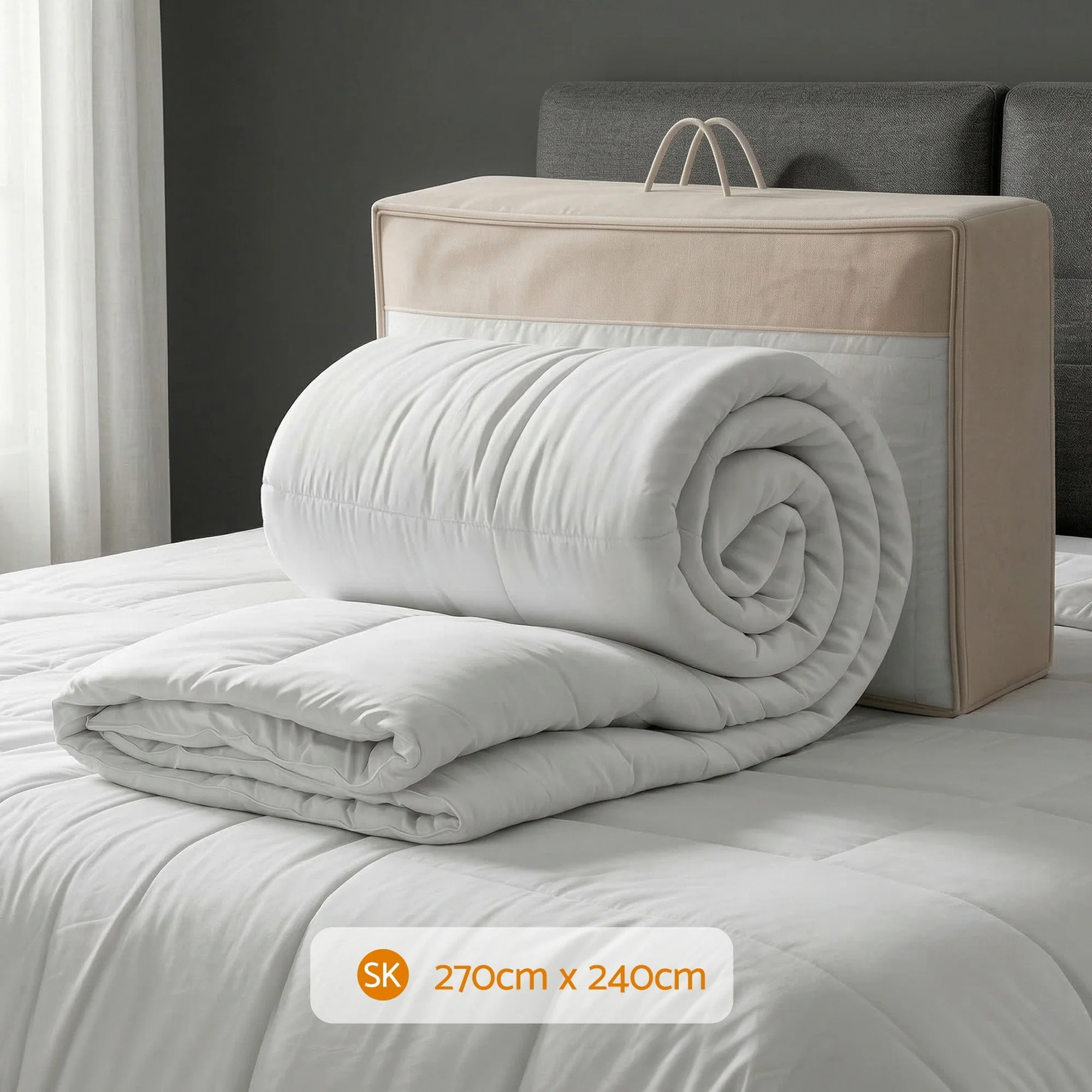 Giselle Bedding Wool Quilt 500GSM Thick Super King Winter Doona Baffle Box Construction 100% Wool Filling - Image 2