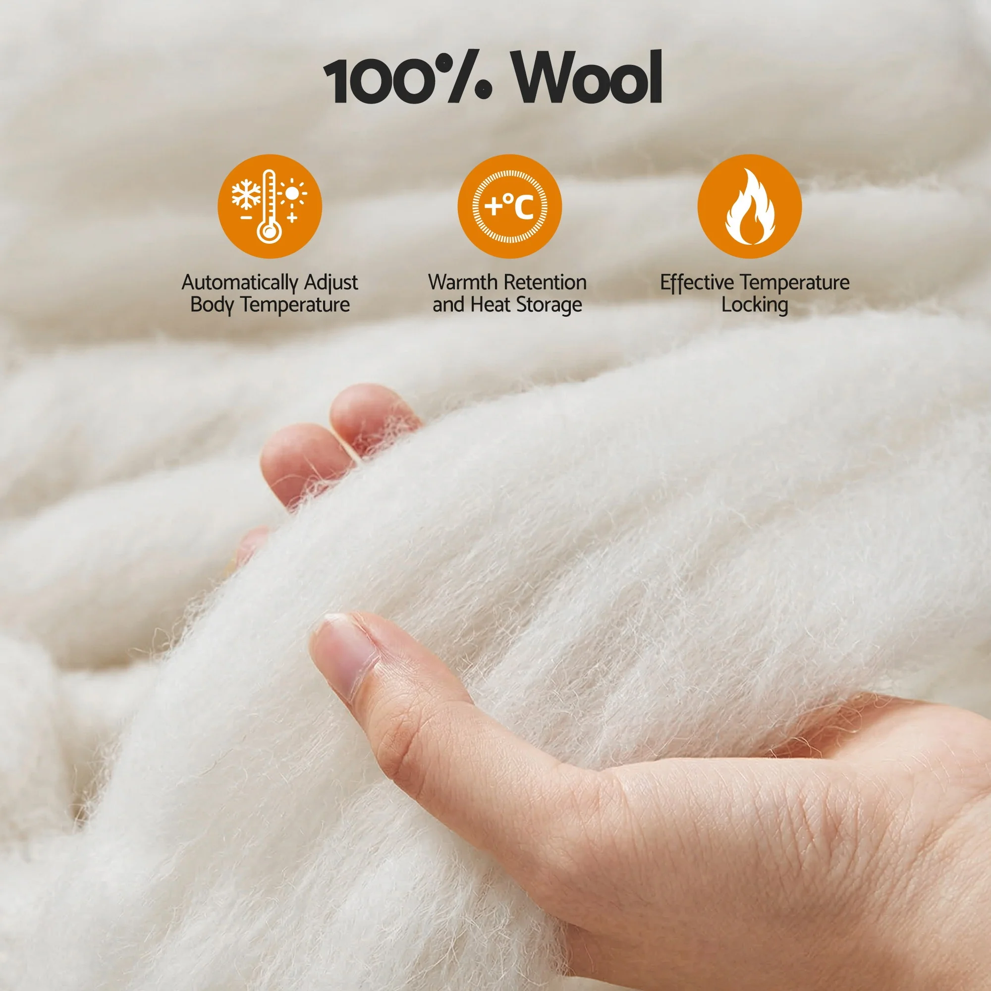 Giselle Bedding Wool Quilt 800GSM Extra Thick Double Winter Doona Baffle Box Construction 100% Wool Filling - Image 5