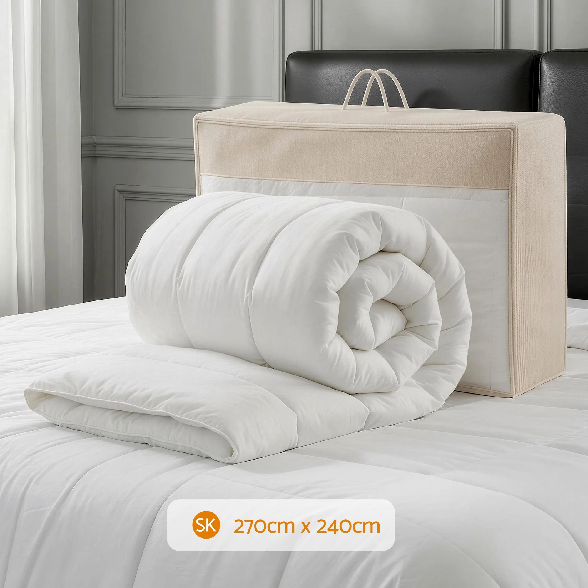 Giselle Bedding Wool Quilt 800GSM Extra Thick Super King Winter Doona Baffle Box Construction 100% Wool Filling - Image 2