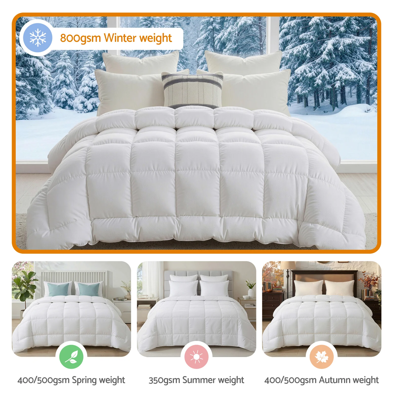 Giselle Bedding Wool Quilt 800GSM Extra Thick Super King Winter Doona Baffle Box Construction 100% Wool Filling - Image 7