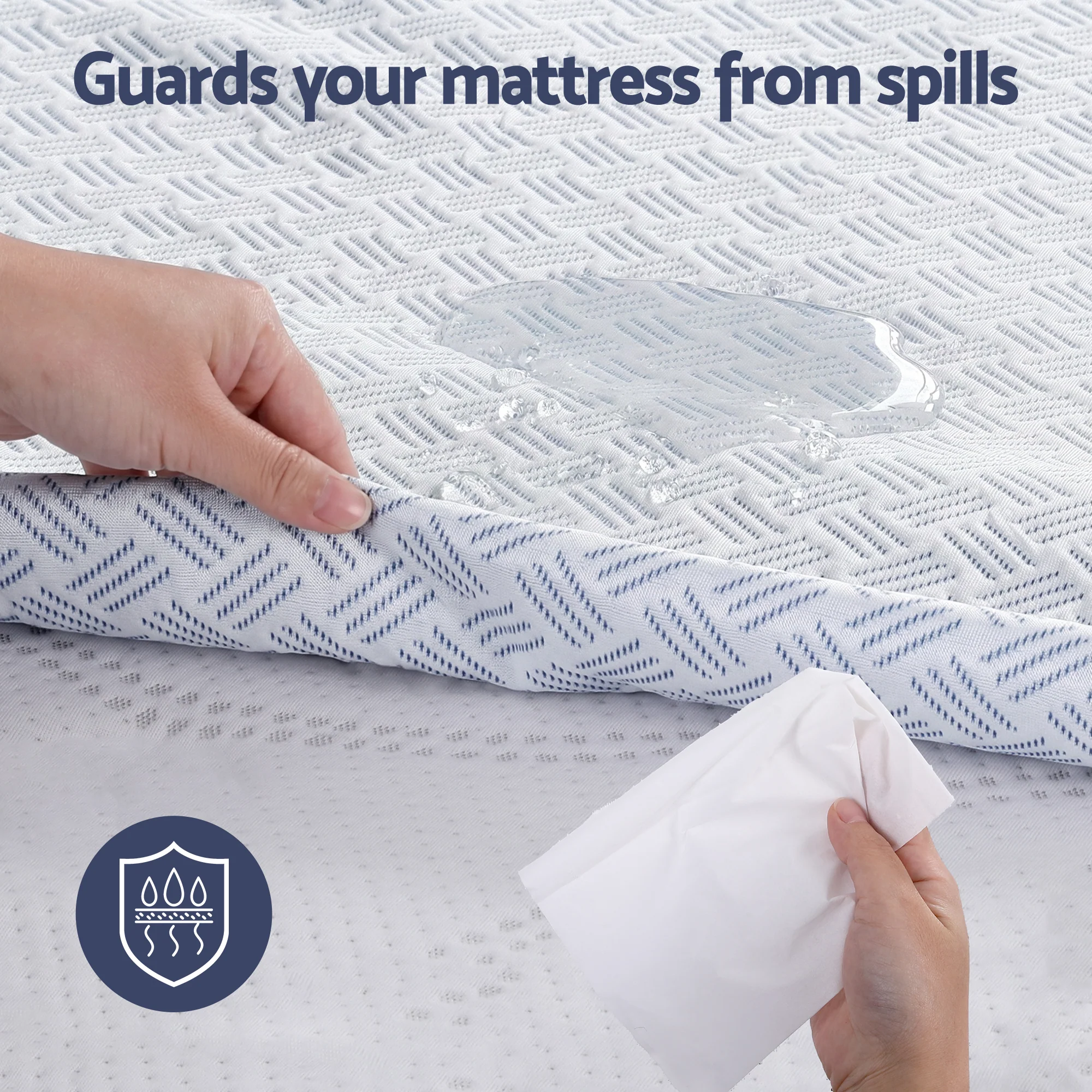 Giselle Cooling Mattress Protector Waterproof Deep Pocket Fitted Cover Double - Image 5