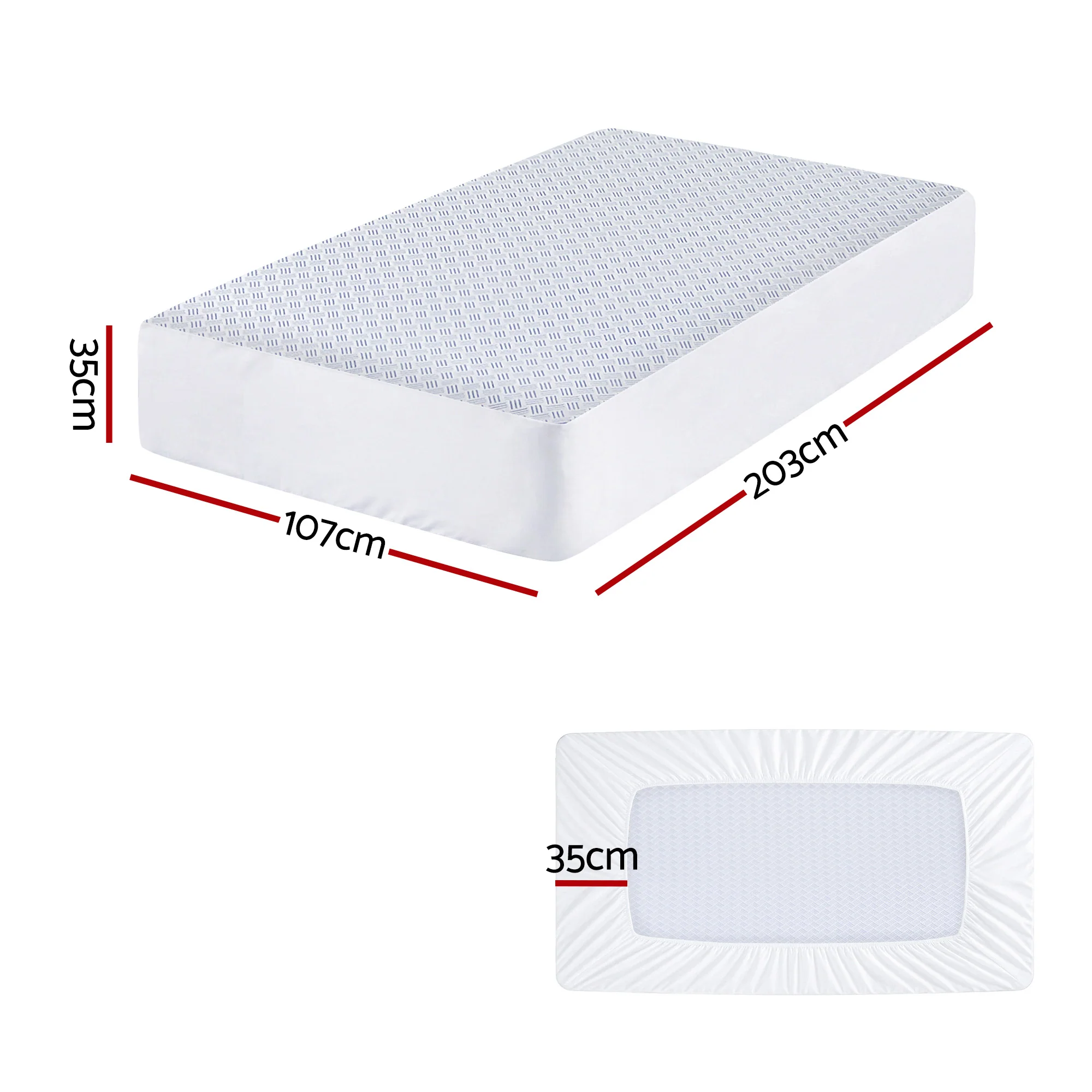 Giselle Cooling Mattress Protector Waterproof Deep Pocket Fitted Cover King Single - Image 2