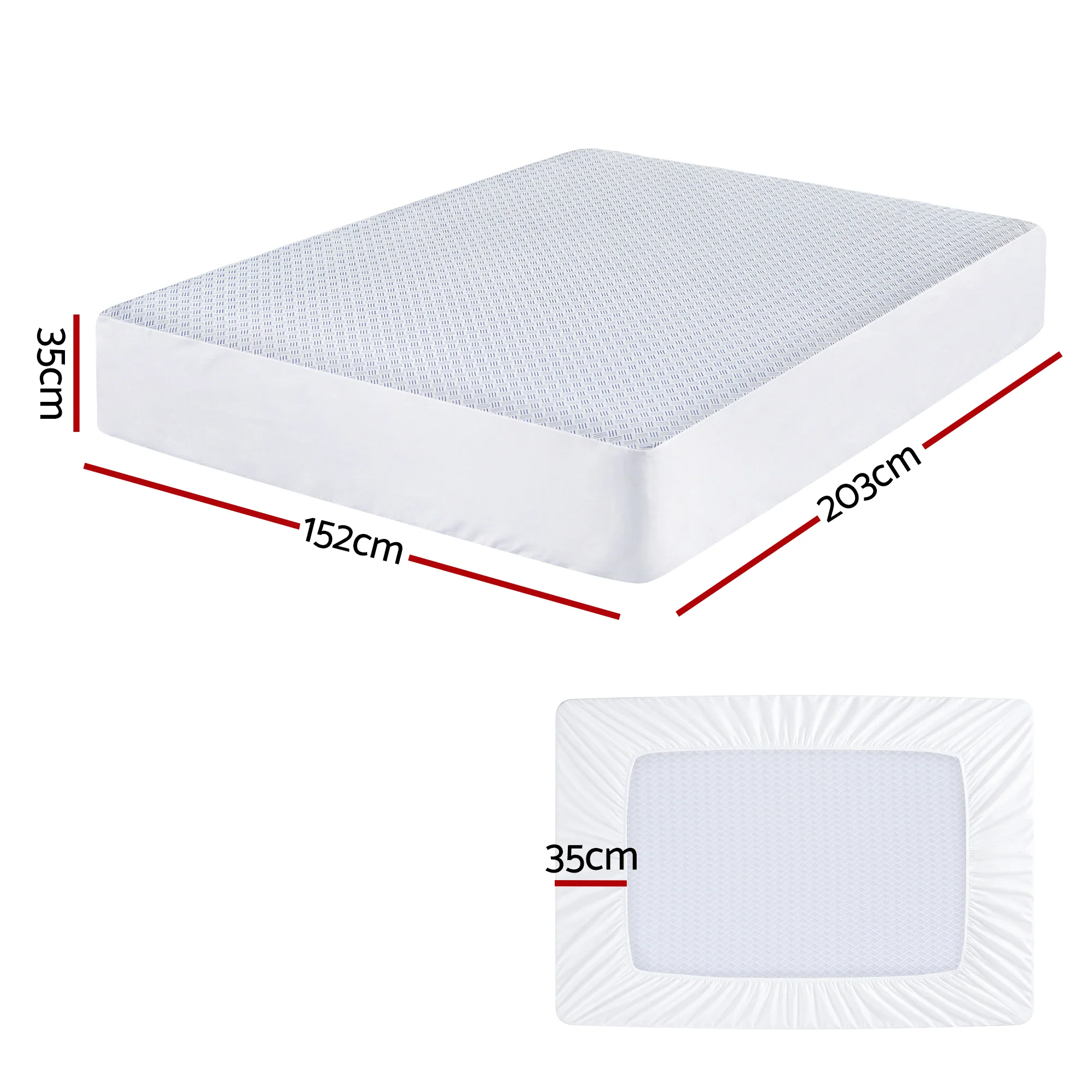 Giselle Cooling Mattress Protector Waterproof Deep Pocket Fitted Cover Queen - Image 2