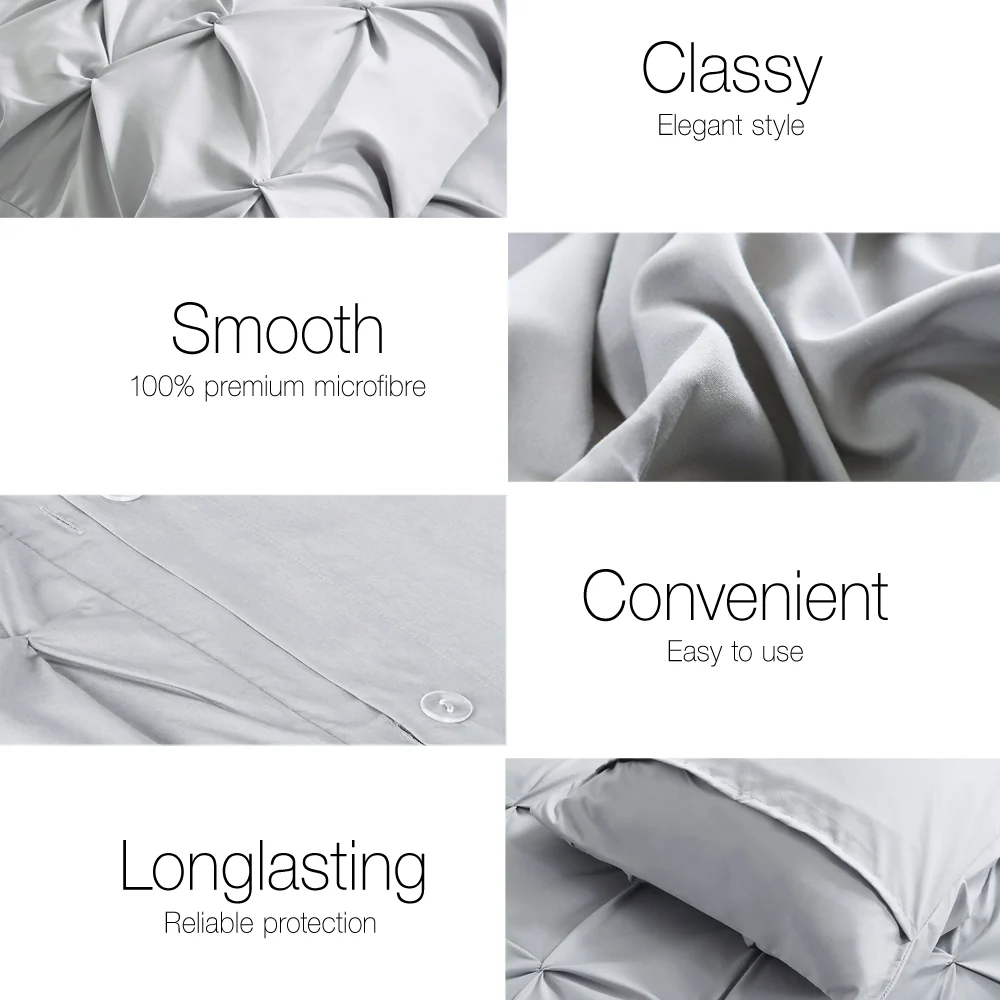 Giselle Bedding Quilt Cover Set Diamond Pinch Grey King - Image 5