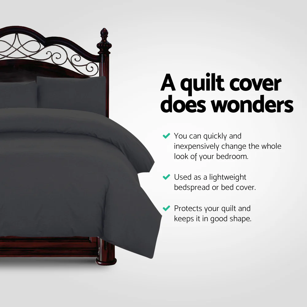 Giselle Bedding Quilt Cover Set Classic Black Queen - Image 3