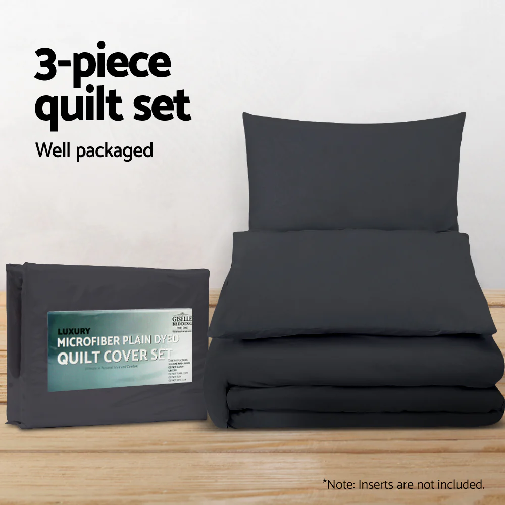 Giselle Bedding Quilt Cover Set Classic Black Queen - Image 5