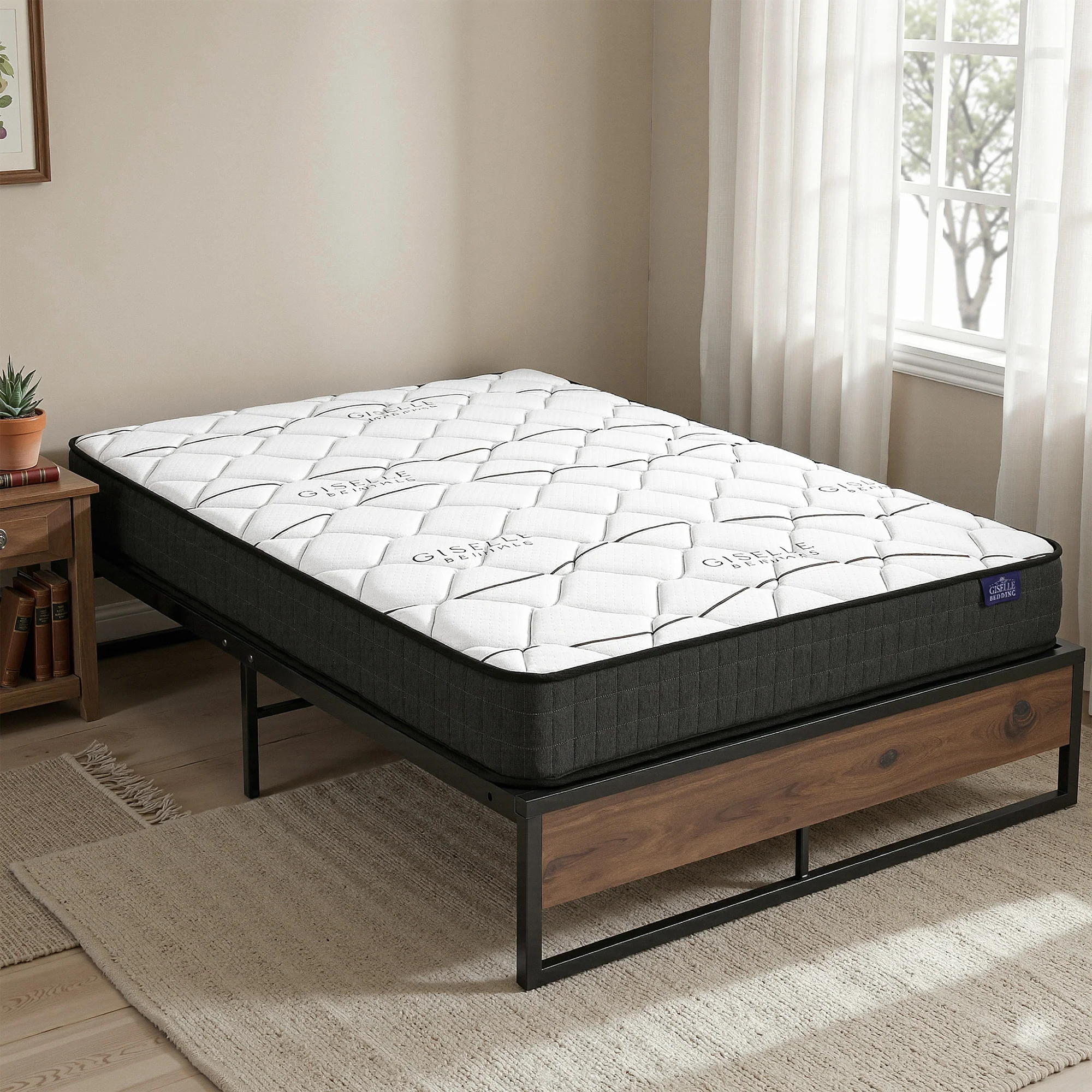 Giselle Double Mattress 16cm and Artiss Metal Bed Frame Set for Guest Rooms Studios - Image 8