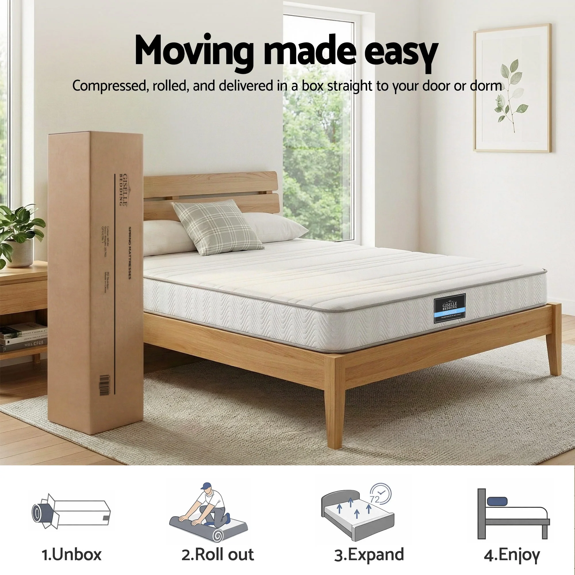 Giselle Double Mattress 20cm with Reinforced Edge Support Egg-Crate Foam - Image 9