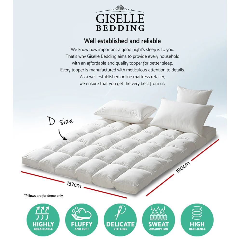 Giselle Bedding Mattress Topper Pillowtop Protector Pad Double - Image 7