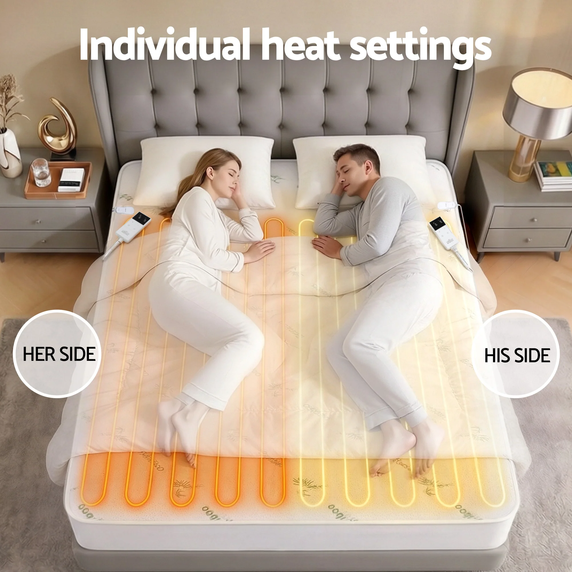 Giselle Electric Blanket Bamboo Fabric King Fitted Heated Pad Underlay Washable Winter - Image 7