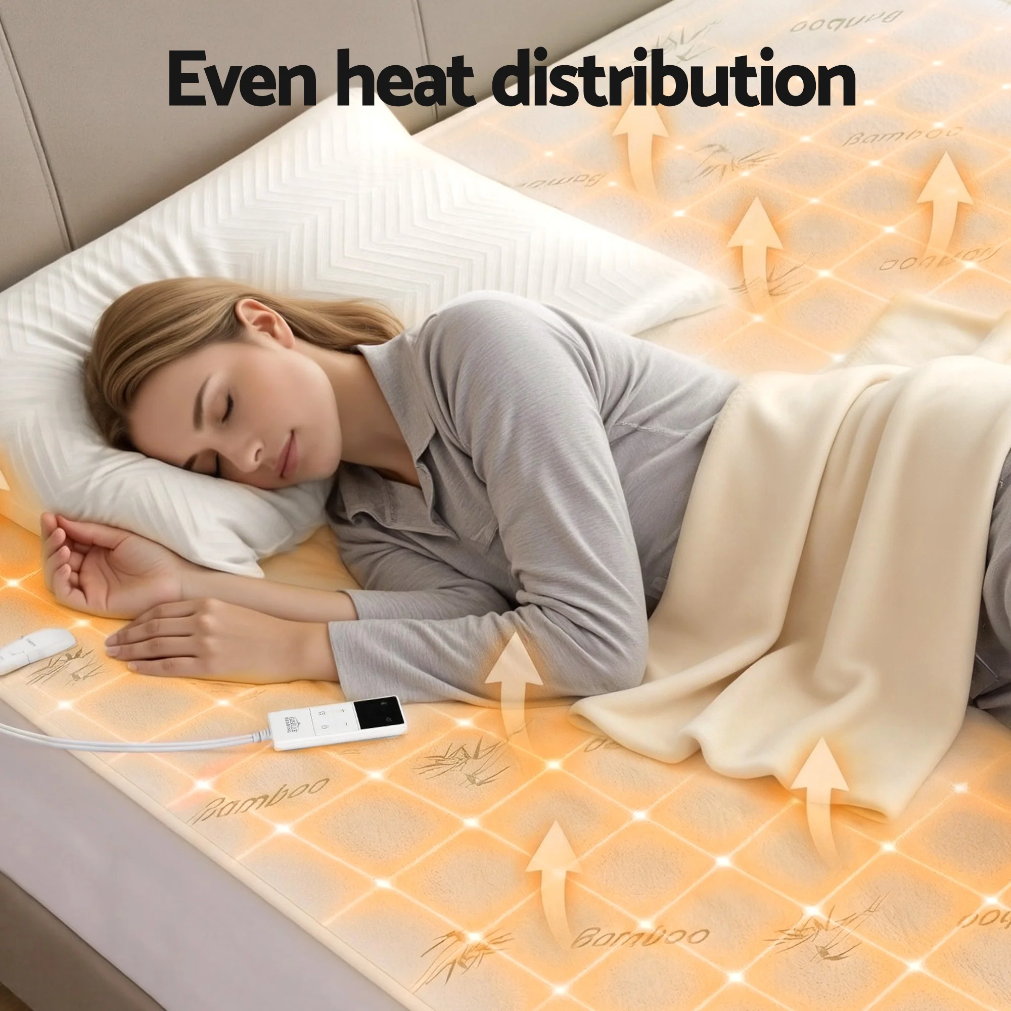 Giselle Electric Blanket Bamboo Fabric King Fitted Heated Pad Underlay Washable Winter - Image 9