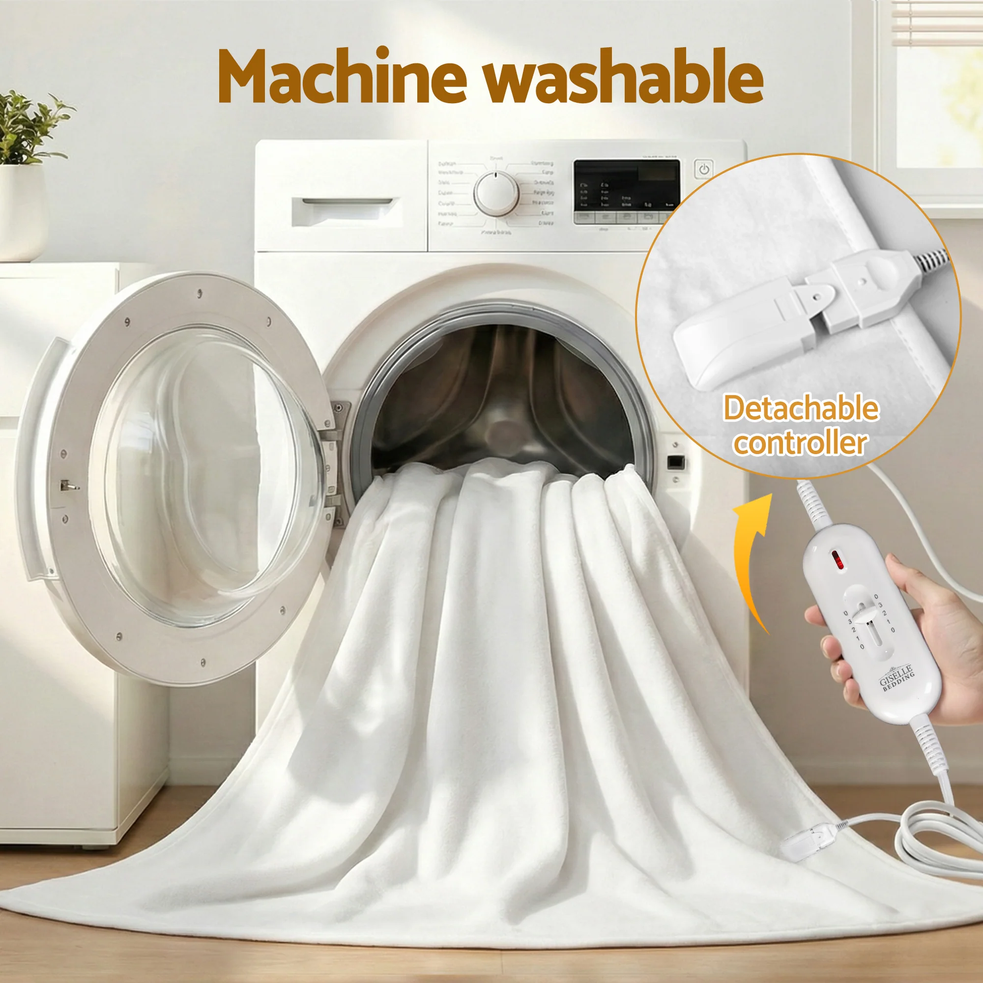 Giselle Electric Blanket King Single Heated Fully Fitted Washable Pad Winter Warm - Image 9