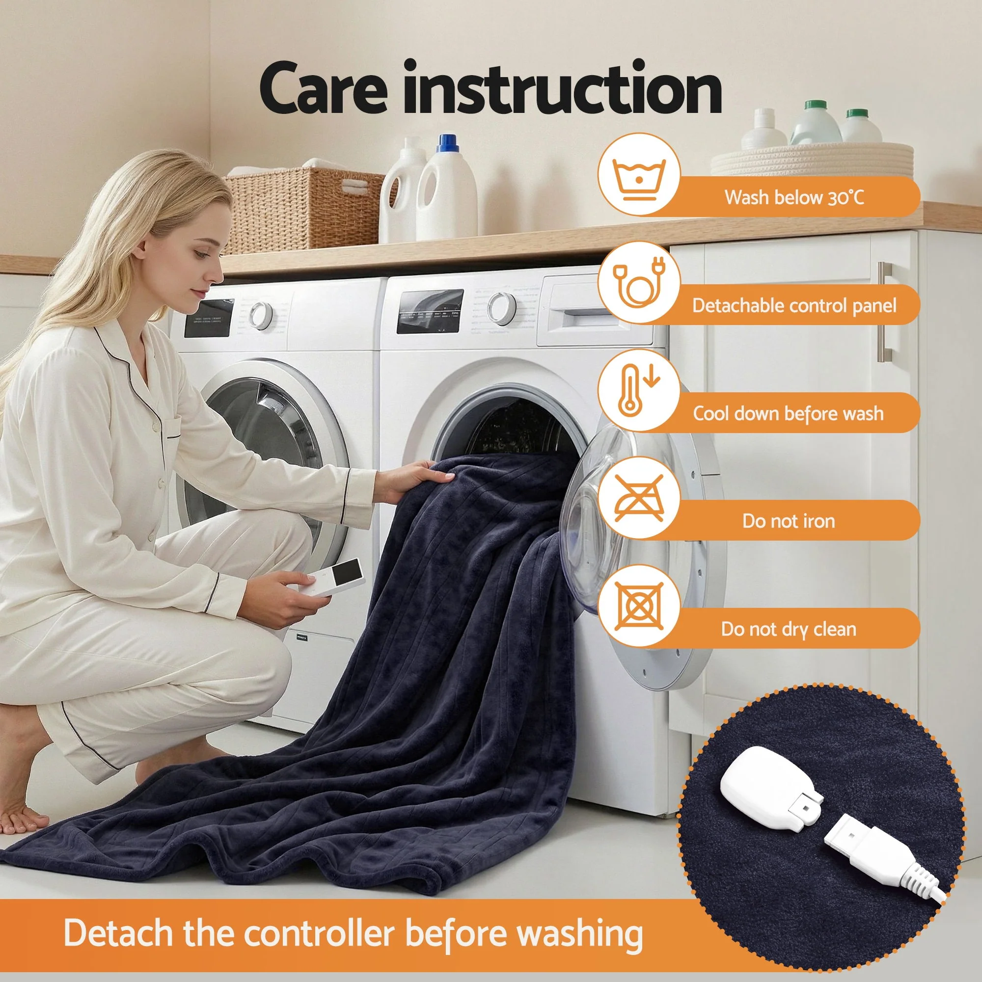 Giselle Electric Throw Rug Double Size 200x180cm Coral Fleece Heated Blanket Charcoal - Image 10